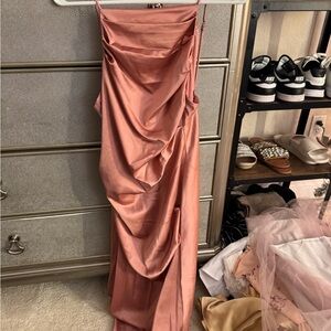 Elegant Pink Draped Dress